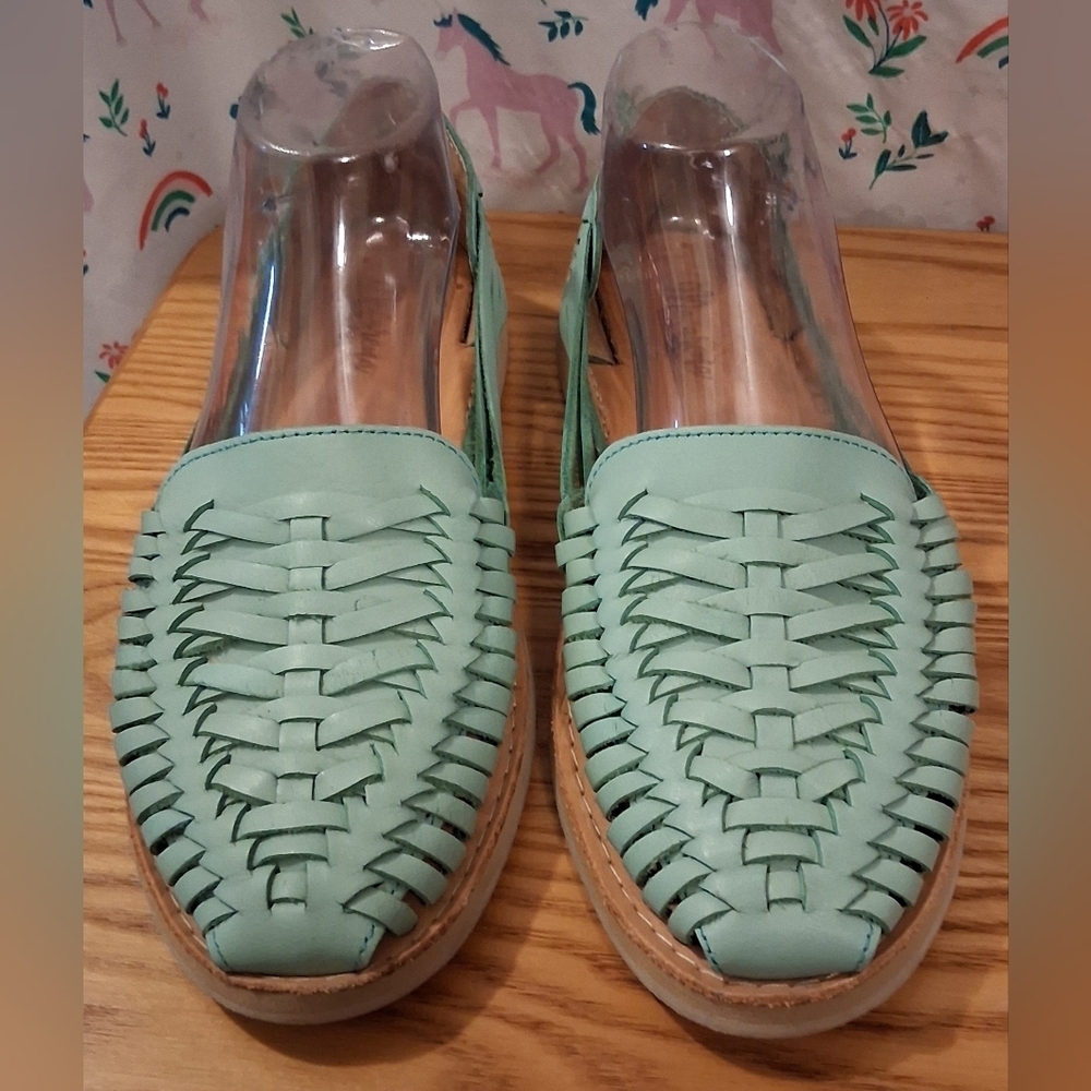 NWOT Macarena Collection Huarache Mint Artisan Woven Leather Sandal Shoe SZ 10 - Picture 2 of 9